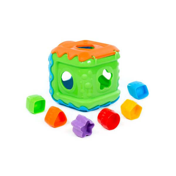 Polesie Multi-Activity Shape Sorting Cube Toy - Colour and Time Learning