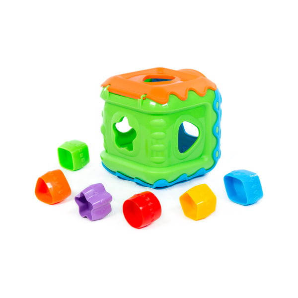 Polesie Multi-Activity Shape Sorting Cube Toy - Colour and Time Learning