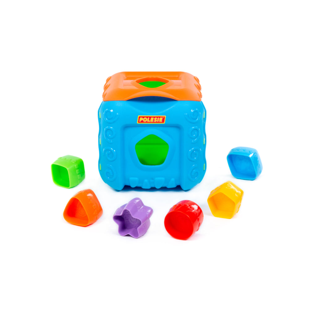 Polesie Multi-Activity Shape Sorting Cube Toy - Colour and Time Learning