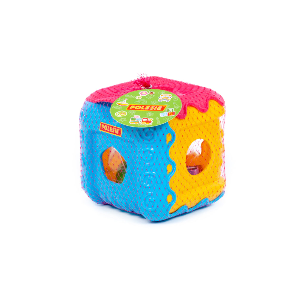 Polesie Multi-Activity Shape Sorting Cube Toy - Colour and Time Learning