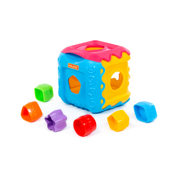 Polesie Multi-Activity Shape Sorting Cube Toy - Colour and Time Learning