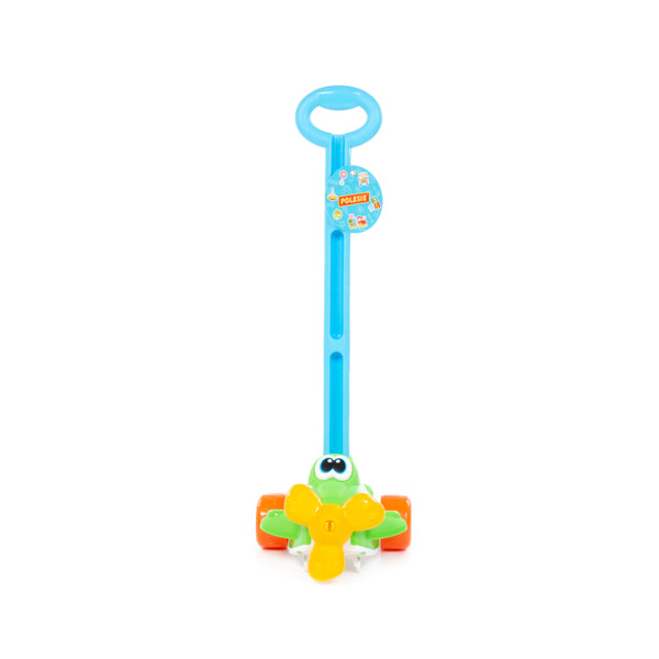 Colourful Push-Along Aeroplane Toy - Long Handle, Smooth-Rolling Wheels