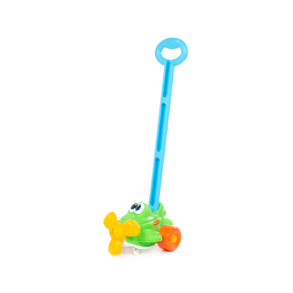 Colourful Push-Along Aeroplane Toy - Long Handle, Smooth-Rolling Wheels