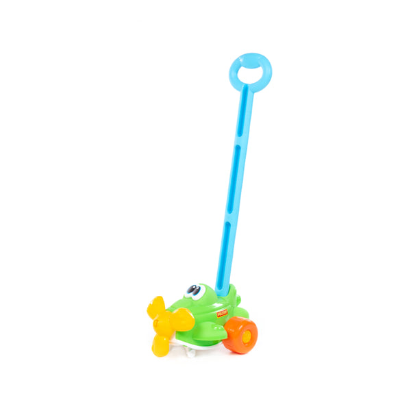 Colourful Push-Along Aeroplane Toy - Long Handle, Smooth-Rolling Wheels