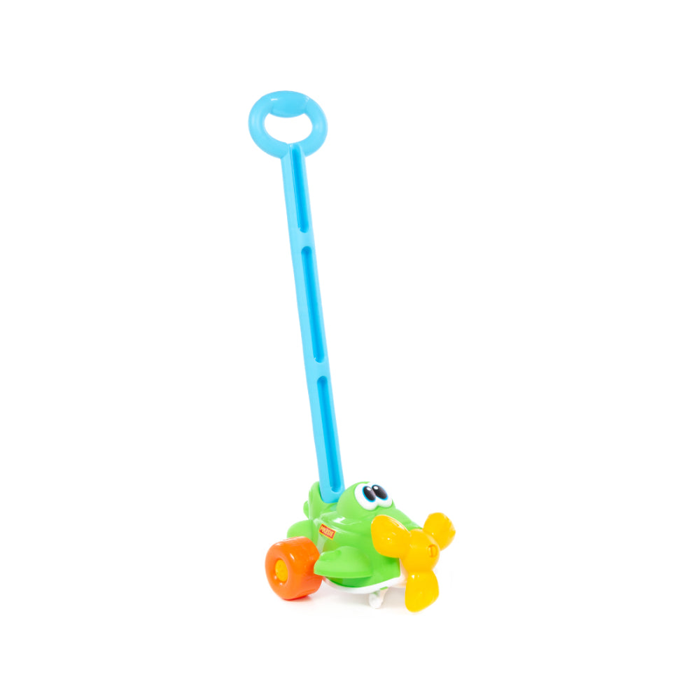 Colourful Push-Along Aeroplane Toy - Long Handle, Smooth-Rolling Wheels