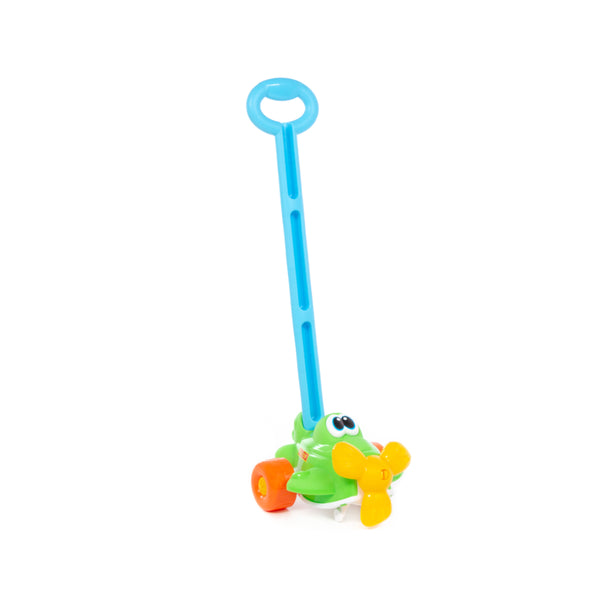 Colourful Push-Along Aeroplane Toy - Long Handle, Smooth-Rolling Wheels