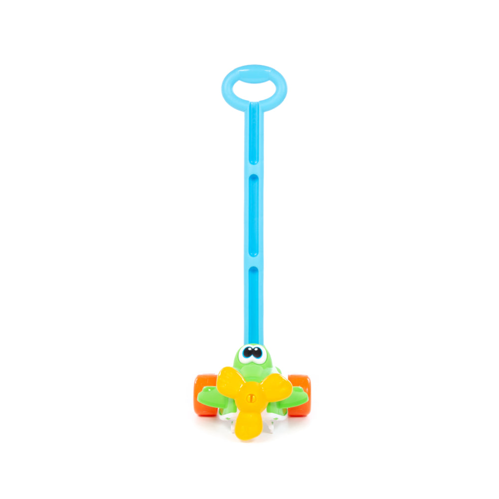 Colourful Push-Along Aeroplane Toy - Long Handle, Smooth-Rolling Wheels