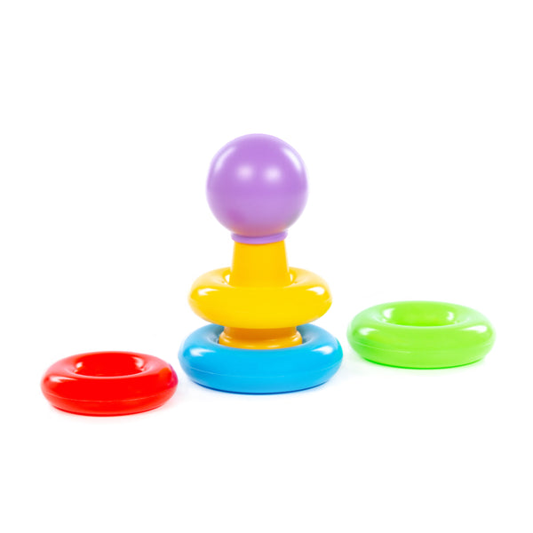 Multicolour Mini Stacking Pyramid Toy - Easy-Grip Plastic Rings