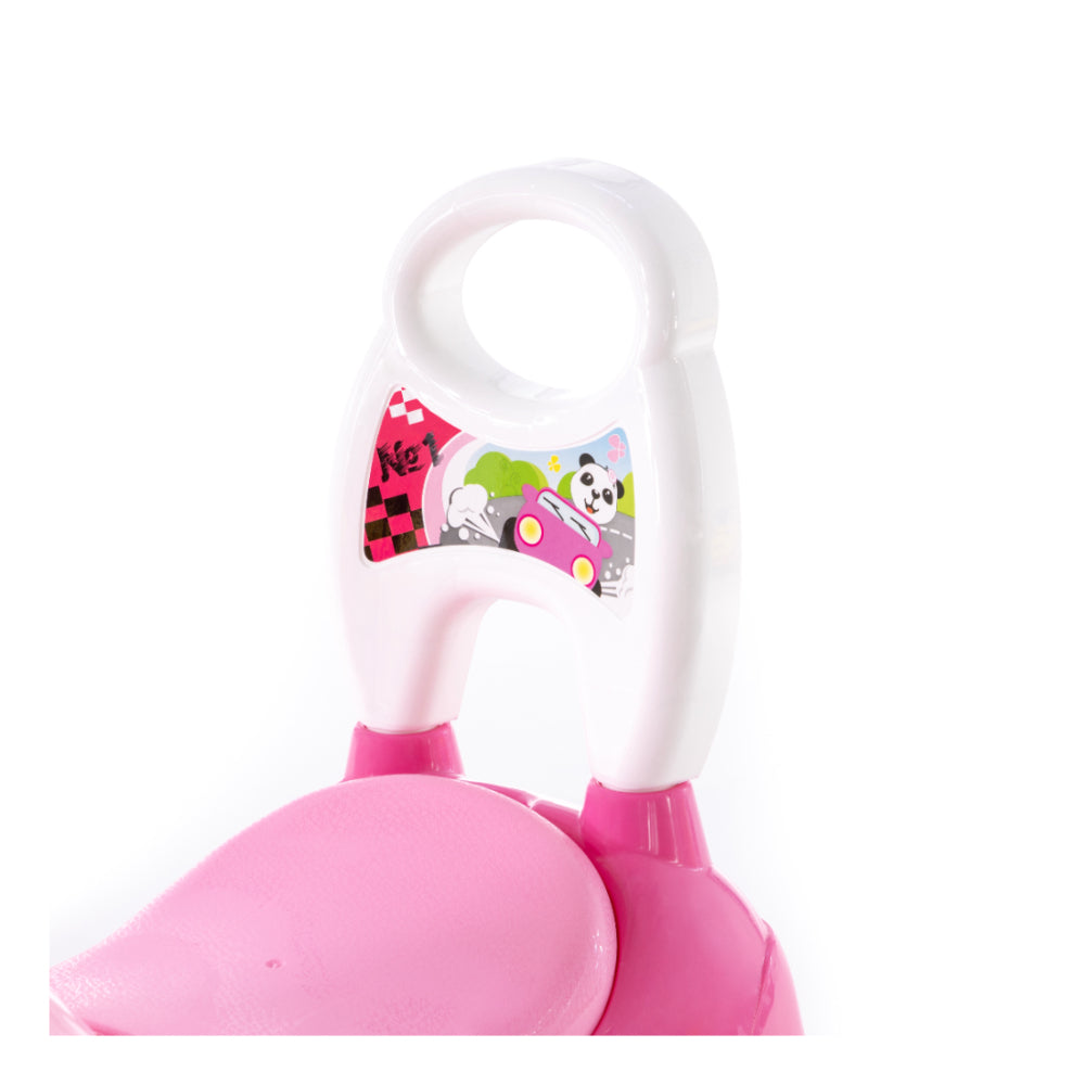 Mila Pink Panda Ride-On Toy Car - Foot-to-Floor, High-Back Handle