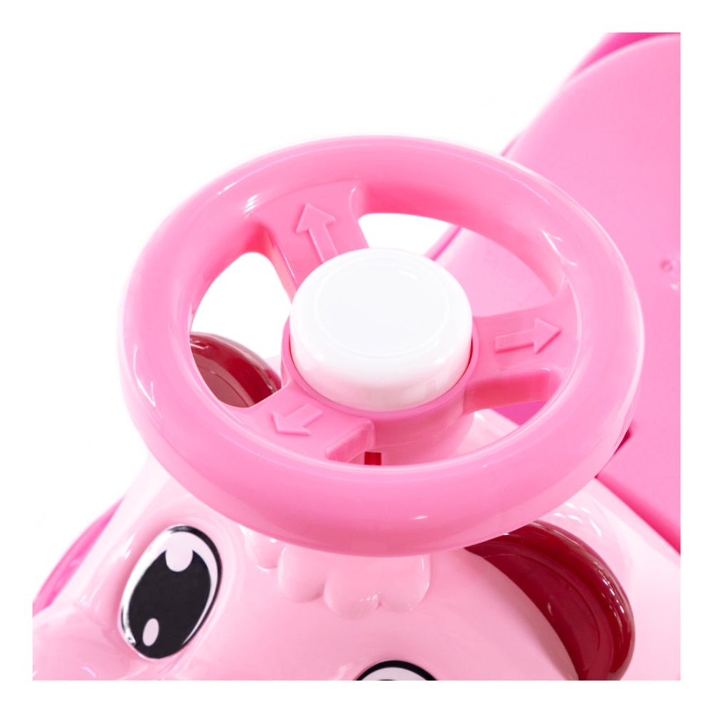 Mila Pink Panda Ride-On Toy Car - Foot-to-Floor, High-Back Handle