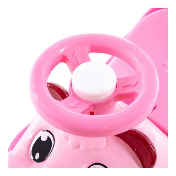 Mila Pink Panda Ride-On Toy Car - Foot-to-Floor, High-Back Handle