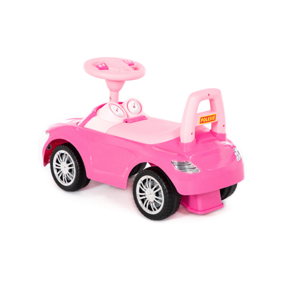 Pink Supercar Foot-to-Floor Ride-On Toy - Wide Wheels, Supportive Seat