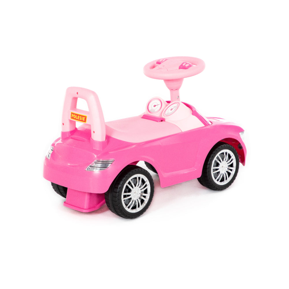 Pink Supercar Foot-to-Floor Ride-On Toy - Wide Wheels, Supportive Seat