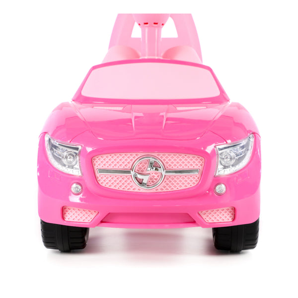 Pink Supercar Foot-to-Floor Ride-On Toy - Wide Wheels, Supportive Seat