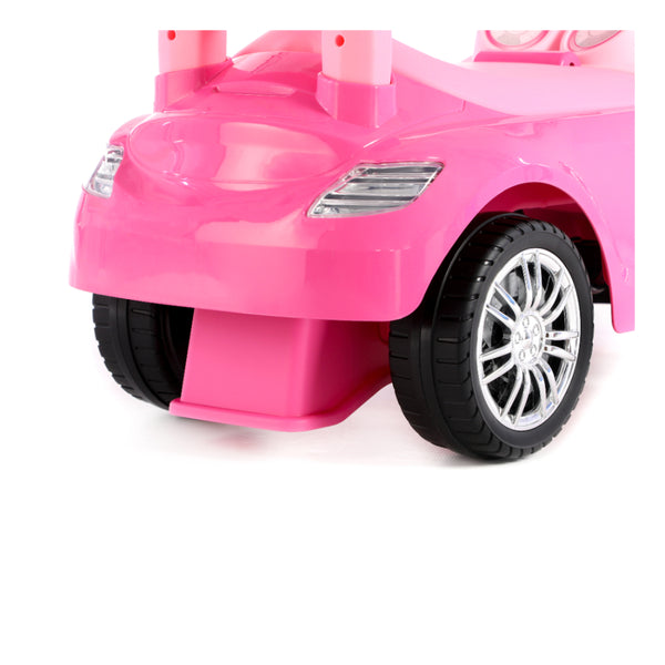 Pink Supercar Foot-to-Floor Ride-On Toy - Wide Wheels, Supportive Seat