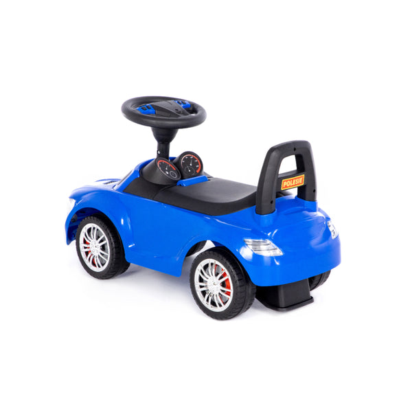 Blue SuperCar Foot-to-Floor Ride-On Car - Steering Wheel, Treaded Wheels