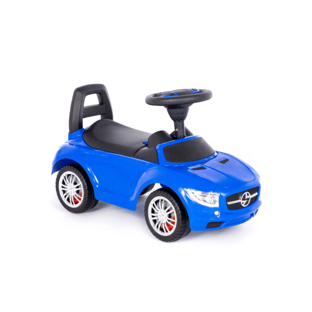 Blue SuperCar Foot-to-Floor Ride-On Car - Steering Wheel, Treaded Wheels
