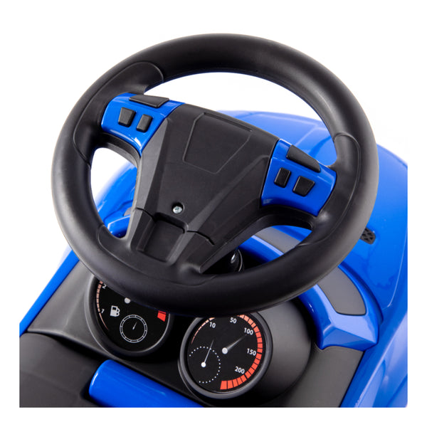 Blue SuperCar Foot-to-Floor Ride-On Car - Steering Wheel, Treaded Wheels