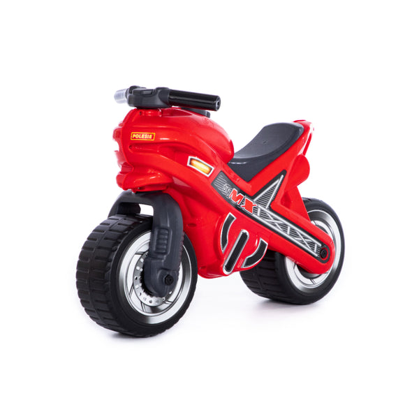 MX-ON Ride-On Toy Motorbike - Red, Wide Textured Tyres and Grab Handle
