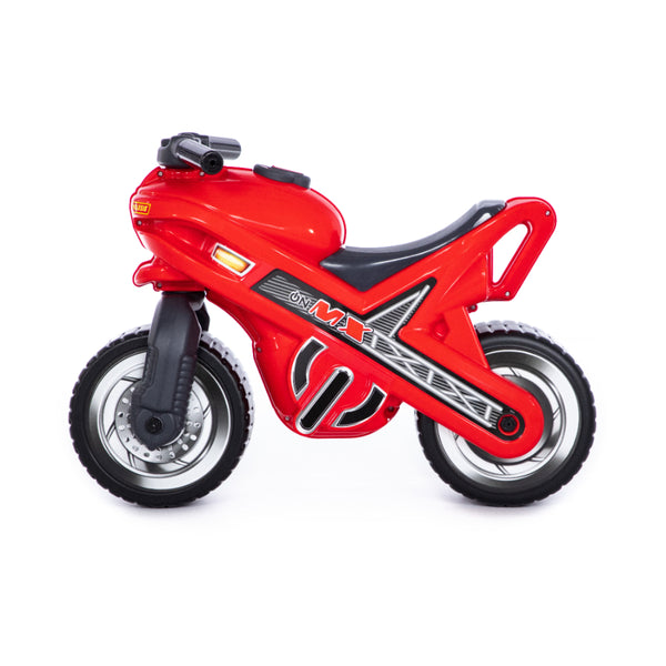 MX-ON Ride-On Toy Motorbike - Red, Wide Textured Tyres and Grab Handle