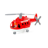 Alpha Fire Rescue Helicopter Toy - Red, Pilot Figure and Wheeled Undercarriage