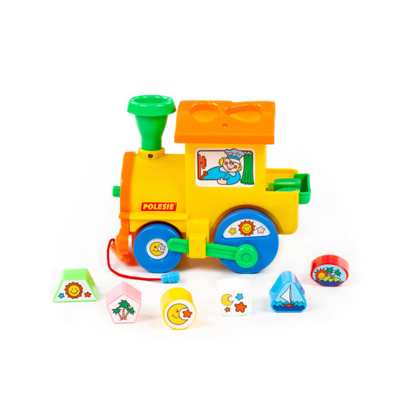 Polesie Shape-and-Sort Push-Along Toy Train - Colourful, Free-Rolling