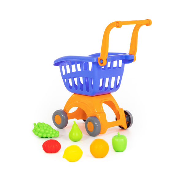 Polesie Toy Shopping Trolley with Food - Red and Yellow, Child-Sized