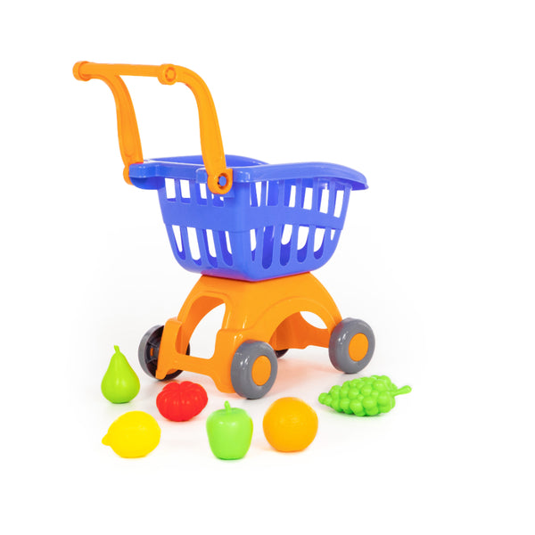 Polesie Toy Shopping Trolley with Food - Red and Yellow, Child-Sized