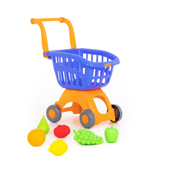 Polesie Toy Shopping Trolley with Food - Red and Yellow, Child-Sized