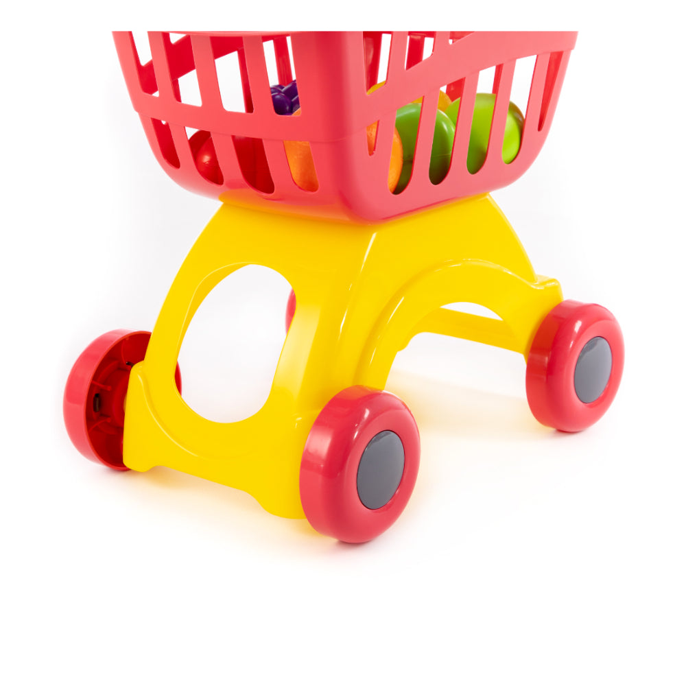 Polesie Toy Shopping Trolley with Food - Red and Yellow, Child-Sized