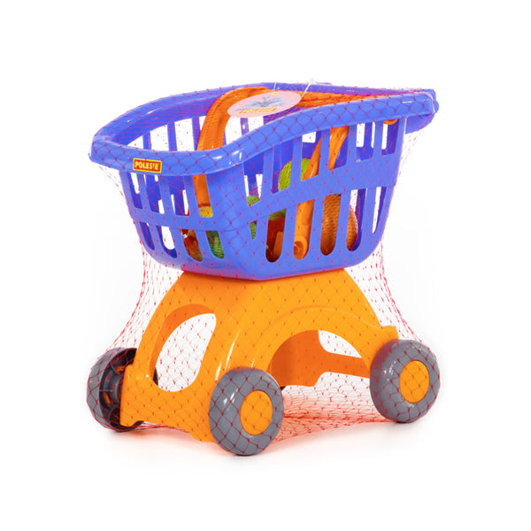 Polesie Toy Shopping Trolley with Food - Red and Yellow, Child-Sized