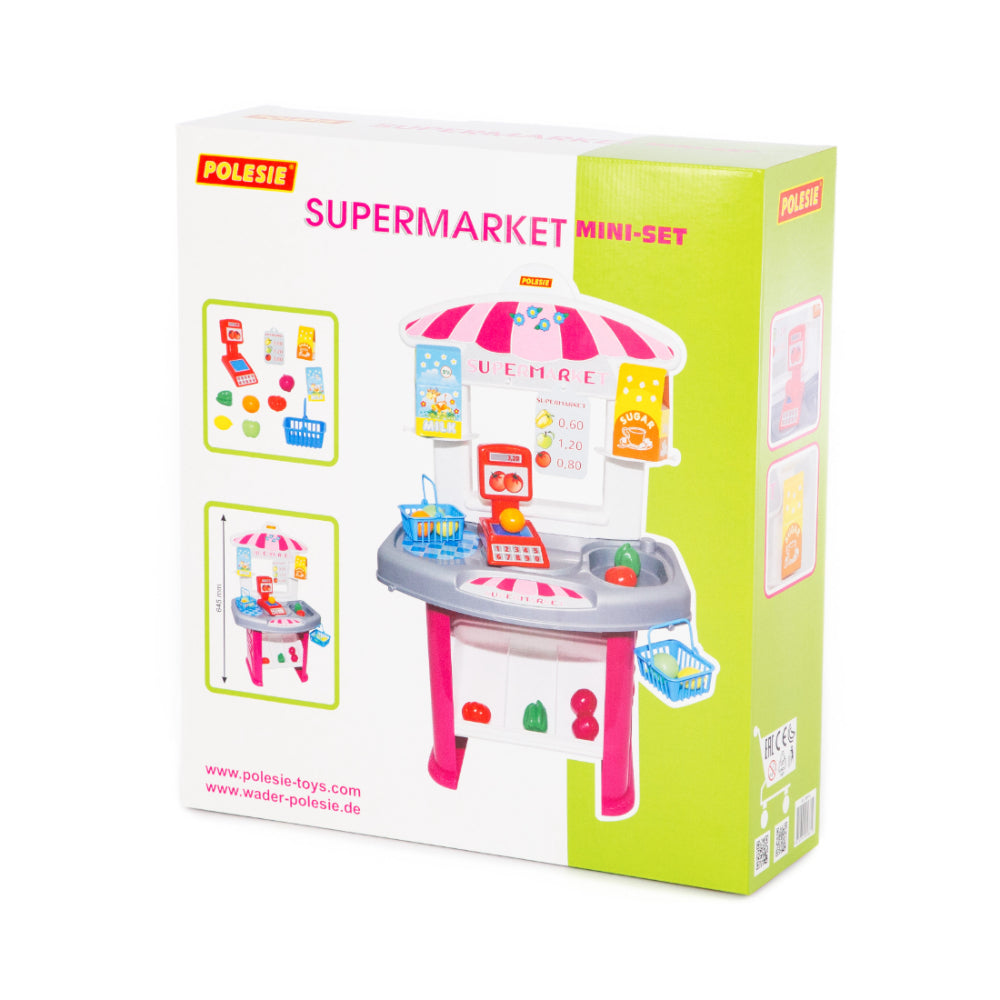 Children's Mini Supermarket Role Play Set - Checkout and Groceries, 64.5cm