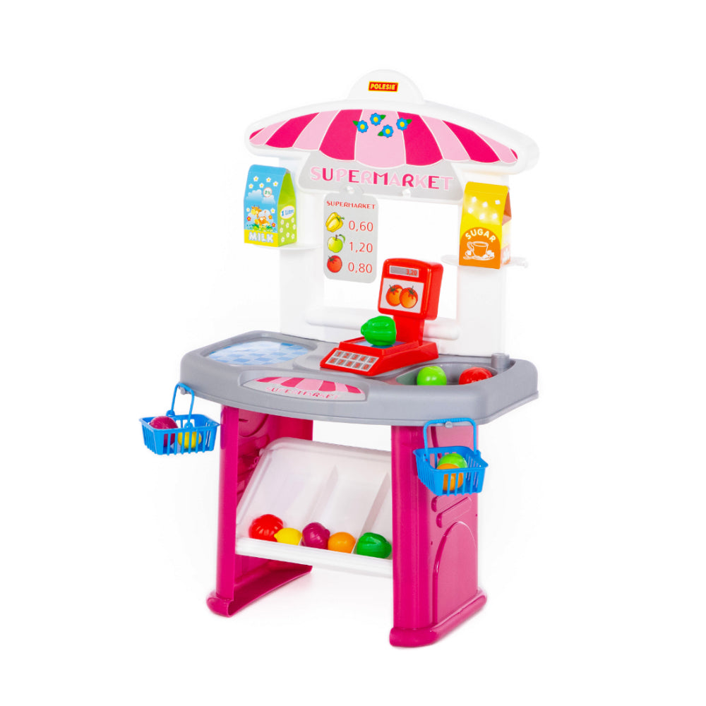 Children's Mini Supermarket Role Play Set - Checkout and Groceries, 64.5cm