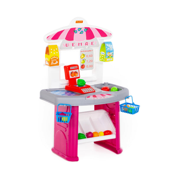 Children's Mini Supermarket Role Play Set - Checkout and Groceries, 64.5cm