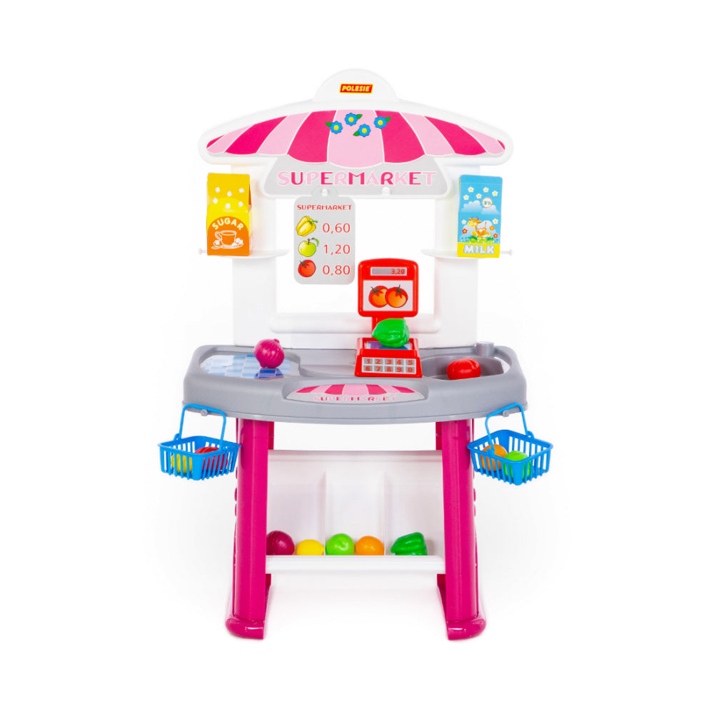 Children's Mini Supermarket Role Play Set - Checkout and Groceries, 64.5cm