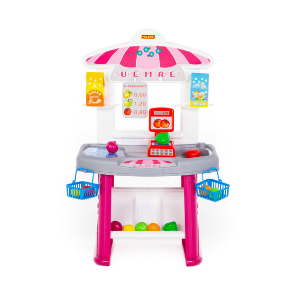 Children's Mini Supermarket Role Play Set - Checkout and Groceries, 64.5cm