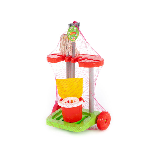 Polesie Children's Cleaning Trolley Role-Play Toy - Broom, Mop and Bucket