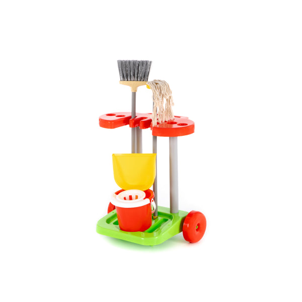 Polesie Children's Cleaning Trolley Role-Play Toy - Broom, Mop and Bucket