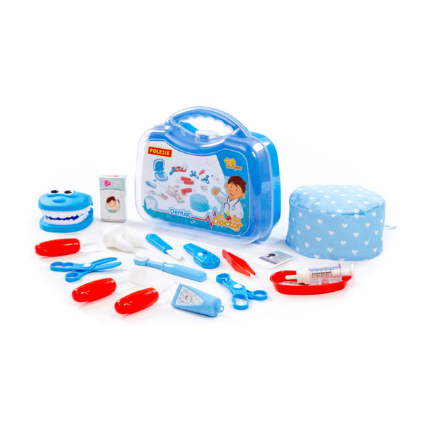 Polesie Dentist Role-Play Toy Set - 19 Pieces, Carry Case and Chair