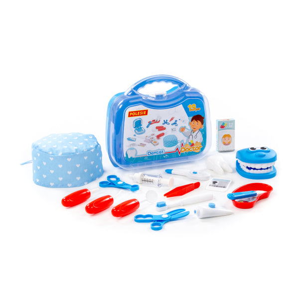 Polesie Dentist Role-Play Toy Set - 19 Pieces, Carry Case and Chair