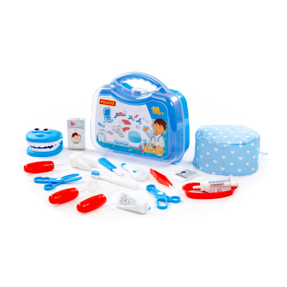 Polesie Dentist Role-Play Toy Set - 19 Pieces, Carry Case and Chair