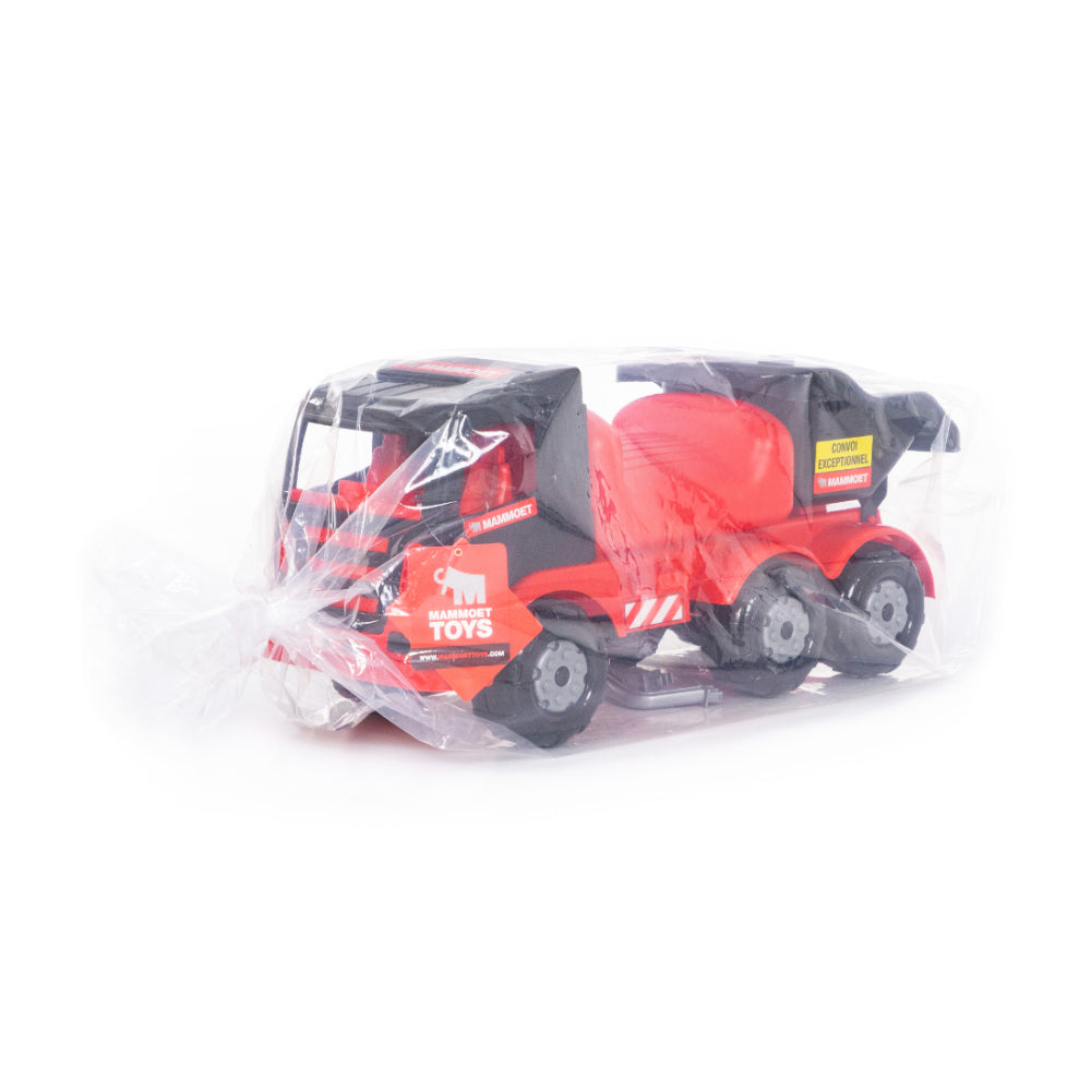 Mammoet Cement Mixer Truck Ride-On Toy - Red and Black, Six Wheels