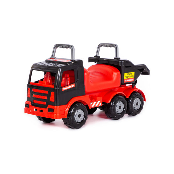 Mammoet Cement Mixer Truck Ride-On Toy - Red and Black, Six Wheels