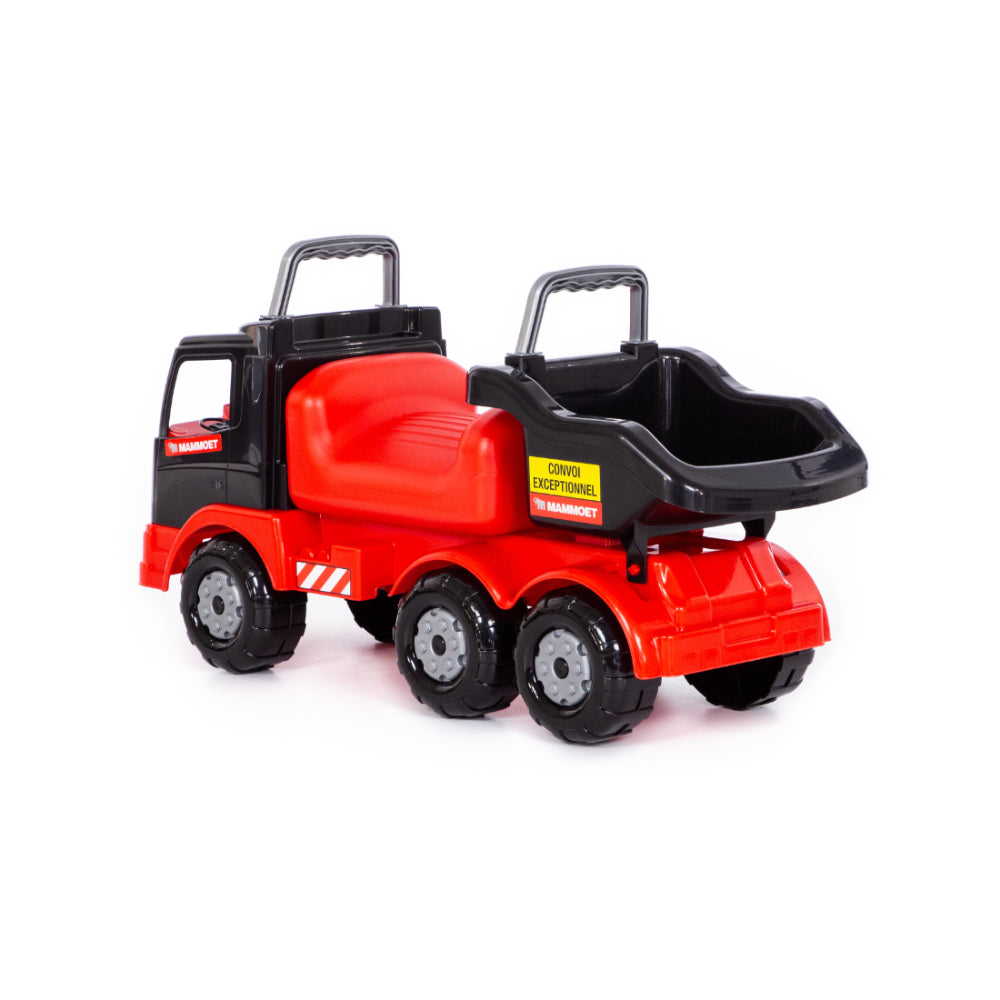 Mammoet Cement Mixer Truck Ride-On Toy - Red and Black, Six Wheels