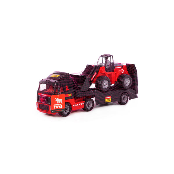 Mammoet Low-Loader Truck and Front Loader Vehicle Toy - Red and Black
