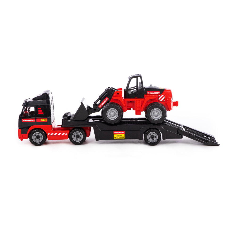 Mammoet Low-Loader Truck and Front Loader Vehicle Toy - Red and Black
