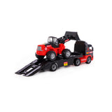Mammoet Low-Loader Truck and Front Loader Vehicle Toy - Red and Black