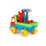 Construction Tipper Truck Toy - Tilting Dump Bed, Red, Yellow and Blue