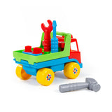 Construction Tipper Truck Toy - Tilting Dump Bed, Red, Yellow and Blue