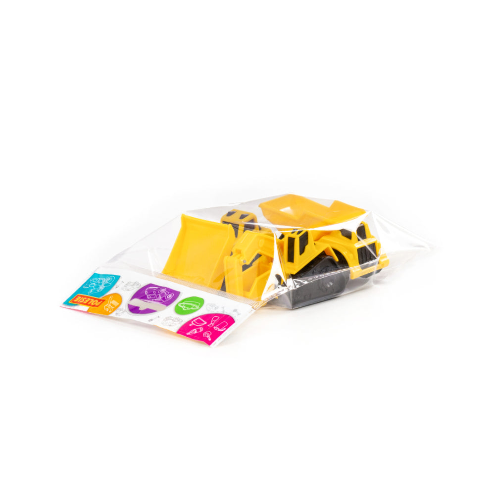 Mini Construction Tracked Bulldozer Toy - Movable Blade, Yellow and Black